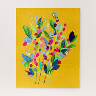 Abstract watercolor colourful floral jigsaw puzzle
