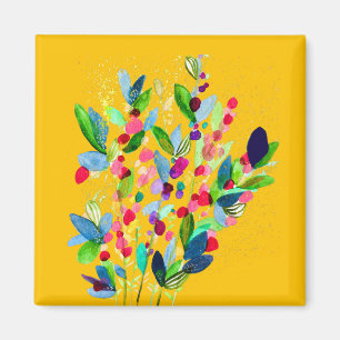 Abstract watercolor colourful floral magnet