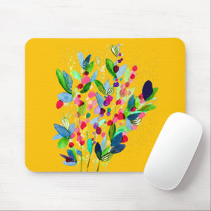Abstract watercolor colourful floral mouse mat