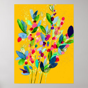 Abstract watercolor colourful floral poster