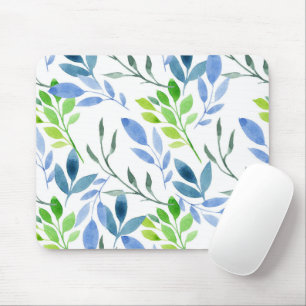 Abstract Watercolor Fern Leaves Mouse Mat