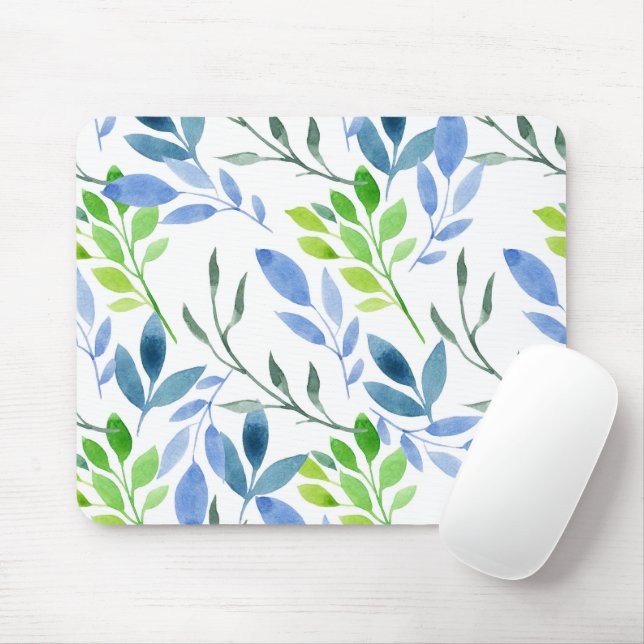 Abstract Watercolor Fern Leaves  Mouse Mat (With Mouse)