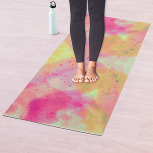 Abstract Watercolor Fine Art Pink Yellow Purple  Yoga Mat