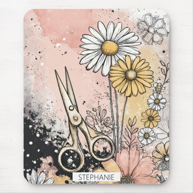 Abstract Watercolor Floral Art Mouse Mat (Front)
