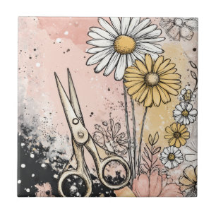 Abstract Watercolor Floral Art Tile