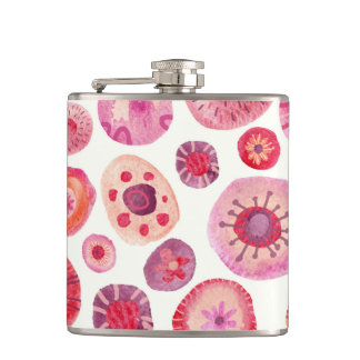 Abstract Watercolor Floral Hip Flask