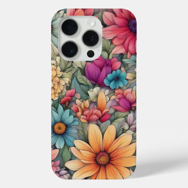 Abstract Watercolor Floral - iPhone 15 Pro Cases (Back)