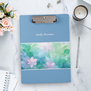 Abstract Watercolor Floral Personalised Clipboard