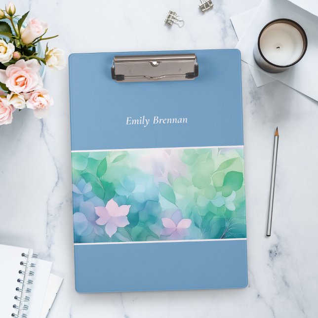 Abstract Watercolor Floral Personalised Clipboard (Creator Uploaded)