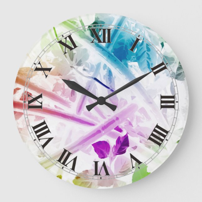Abstract Watercolor Floral Wall Clock (Front)