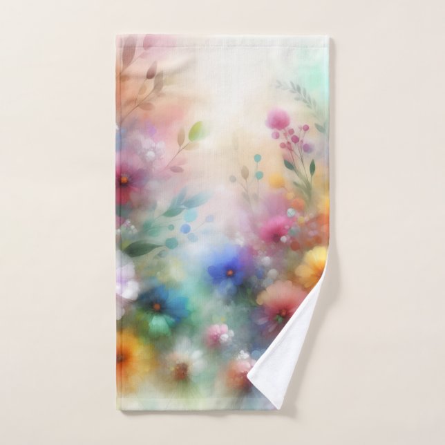 Abstract Watercolor Florals Bath Towels Set (Hand Towel)