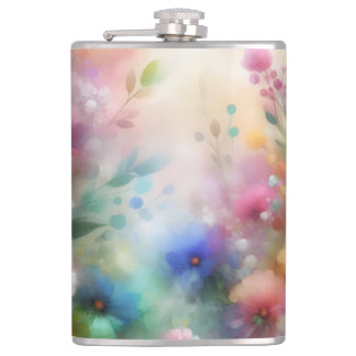 Abstract Watercolor Florals Flask