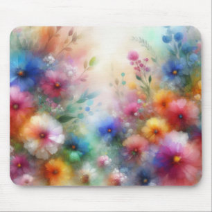 Abstract Watercolor Florals Print Mouse Mat