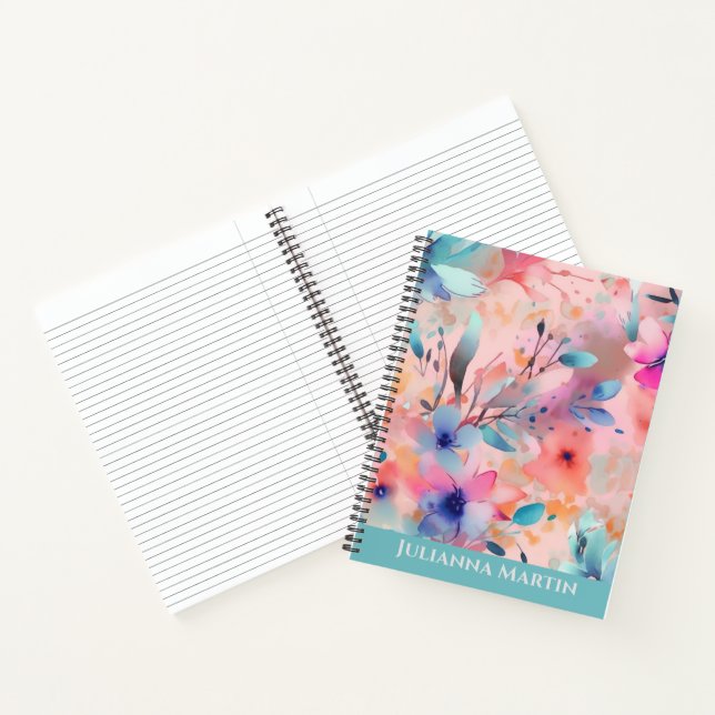 Abstract Watercolor Flowers Custom Notebook (Inside)