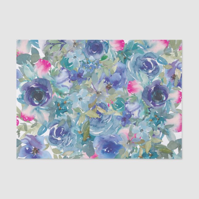 Abstract Watercolor Flowers Decoupage Tissue Paper (Front)