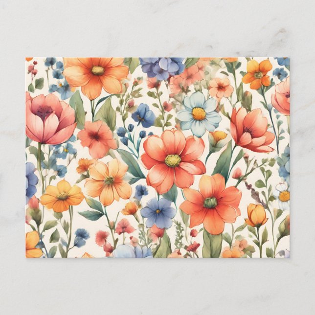 Abstract Watercolor Flowers for Any Occasion  Postcard (Front)