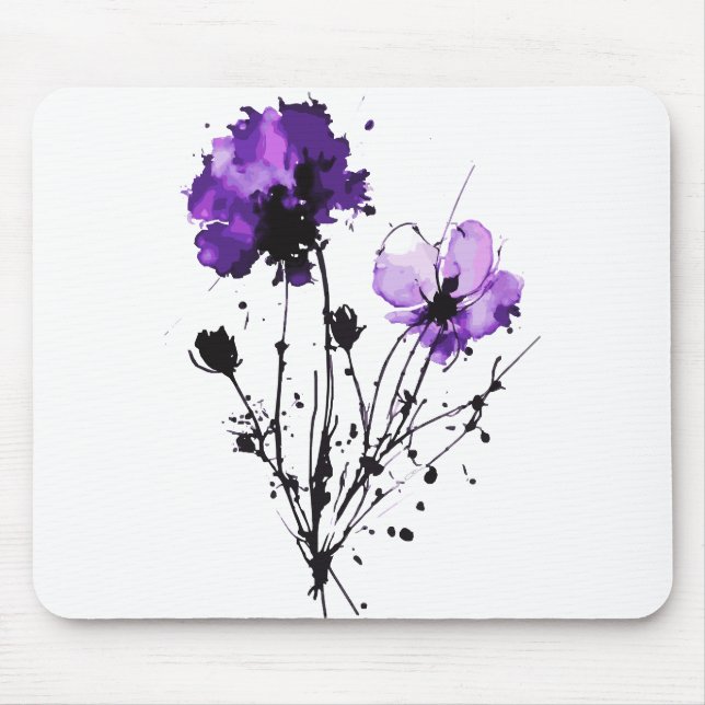  Abstract Watercolor Flowers Mouse Mat (Front)