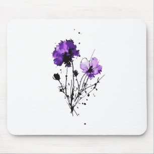Abstract Watercolor Flowers Mouse Mat