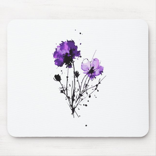  Abstract Watercolor Flowers Mouse Mat (Front)