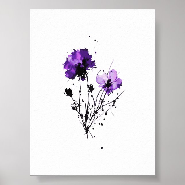  Abstract Watercolor Flowers Poster (Front)