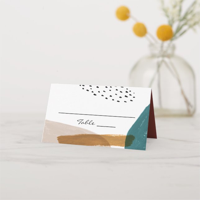 Abstract Watercolor Folded Place Card (Front)