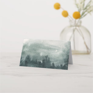 Abstract Watercolor Forest Landscape Escort Table Place Card