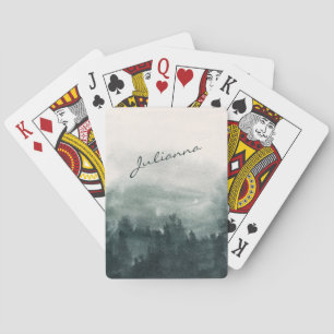 Abstract Watercolor Forest Landscape Personalised  Playing Cards