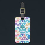 Abstract Watercolor Geometric (Coral Reef Tones) Luggage Tag<br><div class="desc">Modern, abstract watercolor triangles and geometric pattern in a beautiful coral reef colour scheme of ocean blues and sea life greens, pinks, purples and yellows. Add your monogram to the front and your name/contact information on the back. Contact the designer if you’d like a modification to this design or want...</div>