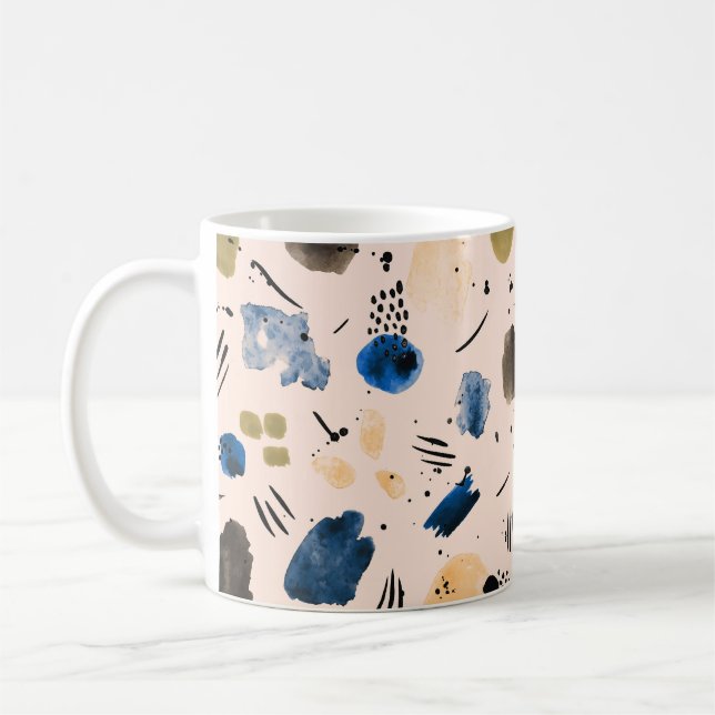 Abstract Watercolor: Geometric Ink Pattern. Coffee Mug (Left)