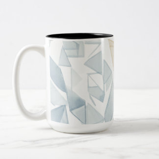 "Abstract Watercolor Geometric Neutral Mug" Two-Tone Coffee Mug