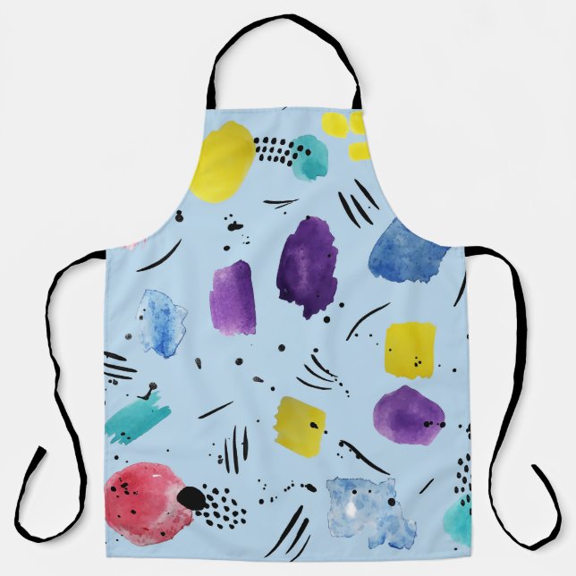 Abstract Watercolor Geometric Shapes Pattern Apron (Front)