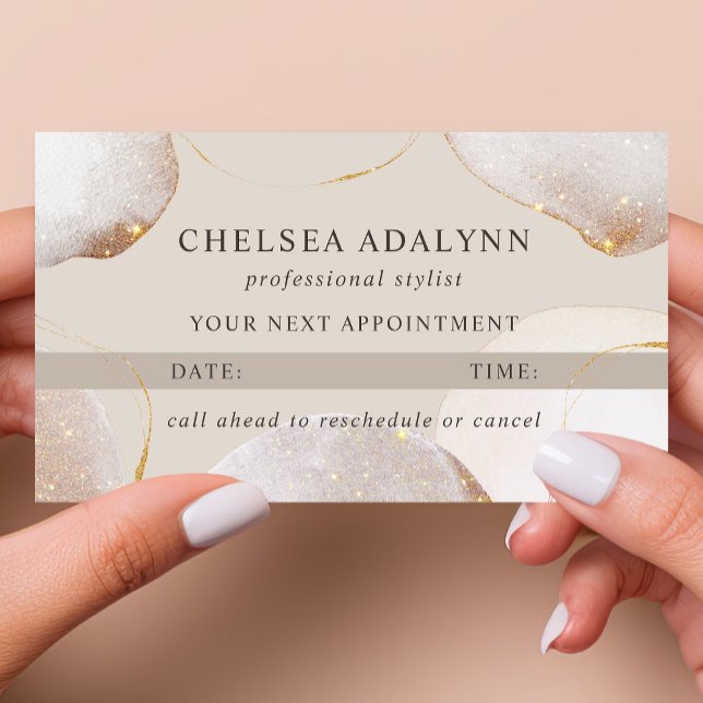 Abstract Watercolor Glittering Luxury Elegant Gold Appointment Card (Creator Uploaded)