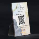 Abstract Watercolor Gold Foil Review Link QR Code Plaque<br><div class="desc">Abstract Pastel Watercolor Shapes Gold Foil review link plaque perfect for interior designers,  consultant,  art director,  professionals or marketing manager. It features a soft blue,  peach cream pastel watercolor shapes and some gold foil strokes for a chic vibe.</div>