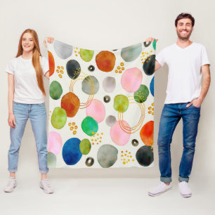 Abstract Watercolor Gold Glitter Art Fleece Blanket