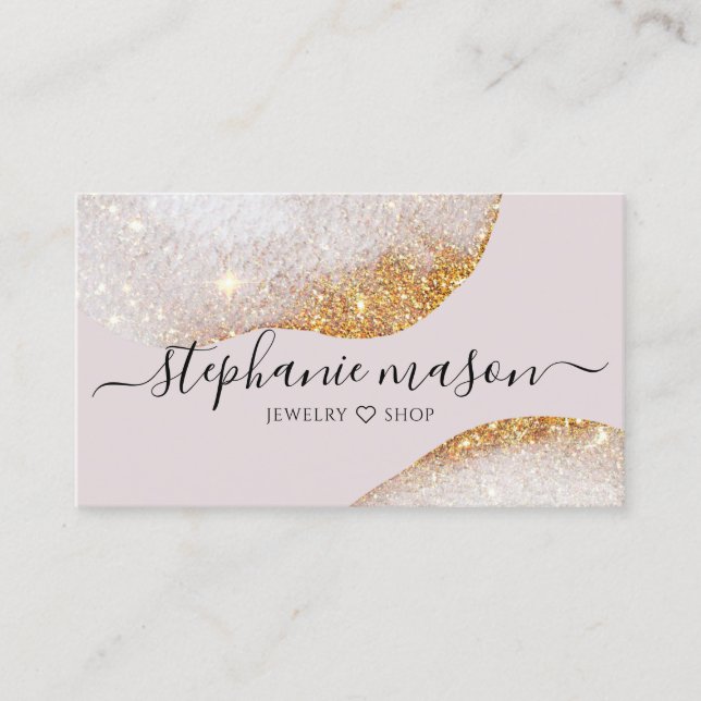 Abstract Watercolor Gold Glitter Elegant Modern Business Card (Front)
