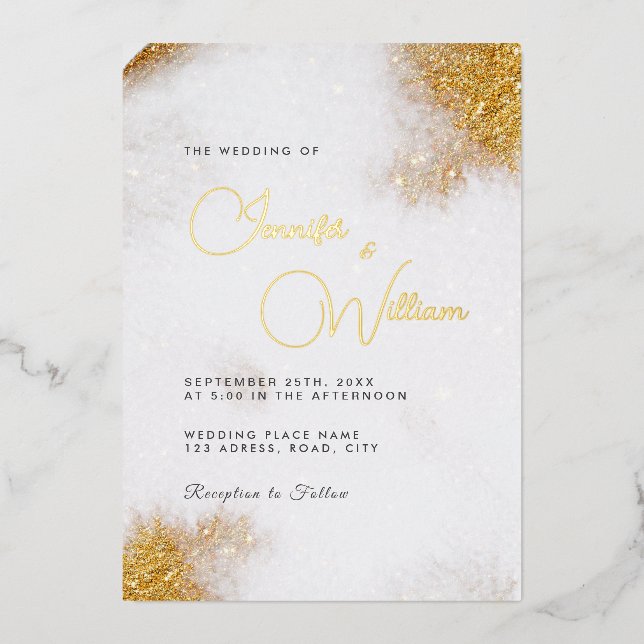 Abstract Watercolor Gold Glitter Luxury Elegant (Front)
