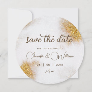 Abstract Watercolor Gold Glitter Luxury Elegant Save The Date