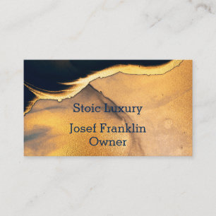 Abstract Watercolor Gold on Navy Blue Business Card