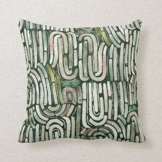 Abstract watercolor green paths cushion