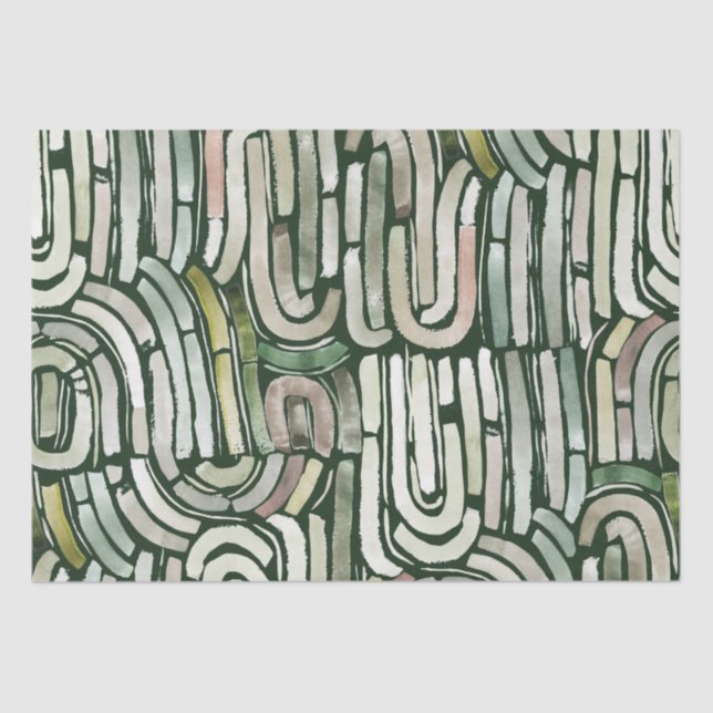 Abstract watercolor green paths Wrapping Paper (Front)