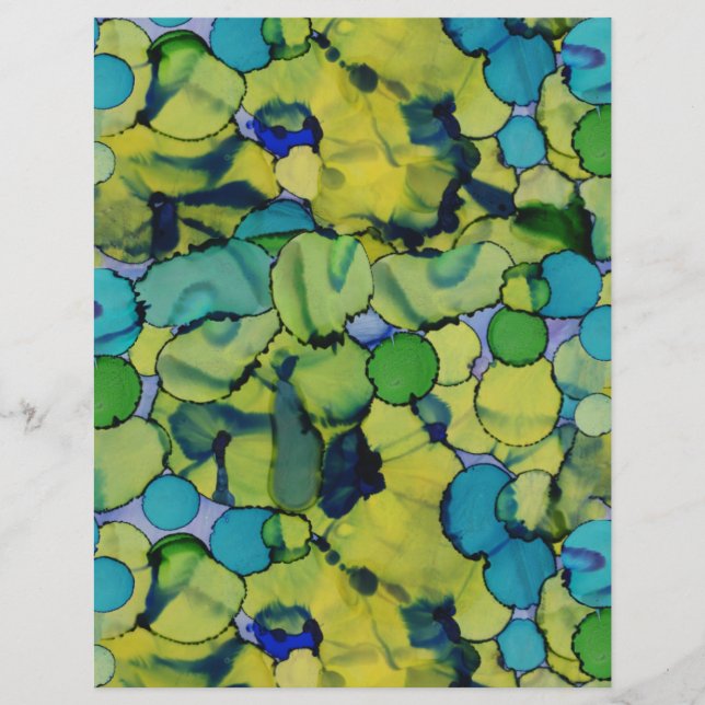 Abstract Watercolor Green Teal Blue Paper Sheet (Front)