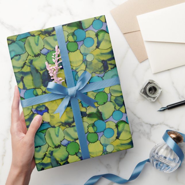 Abstract Watercolor Green Teal Blue Wrapping Paper (Gifting)