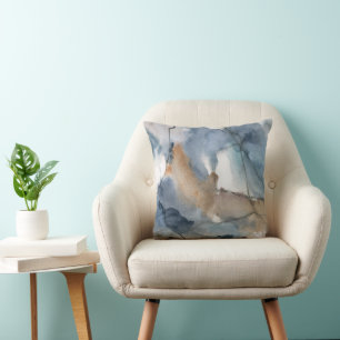 Abstract Watercolor Grey Brown Marble Pattern Cushion