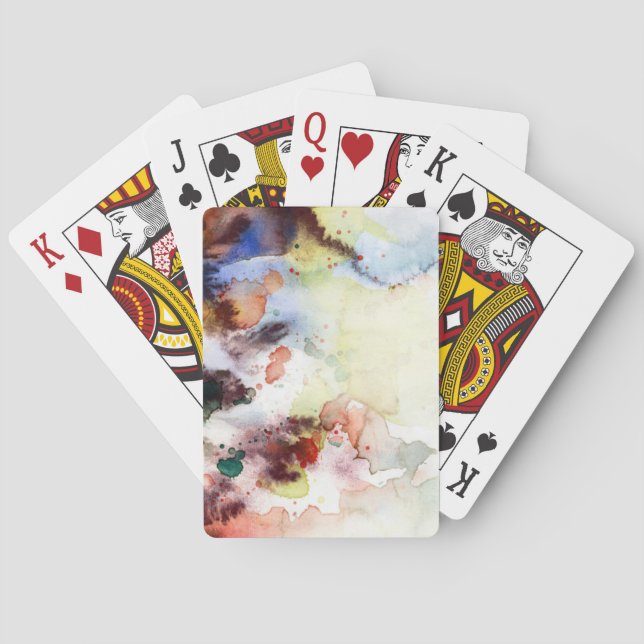 Abstract watercolor grunge texture with paint playing cards (Back)