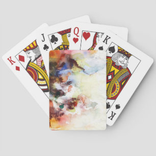 Abstract watercolor grunge texture with paint playing cards