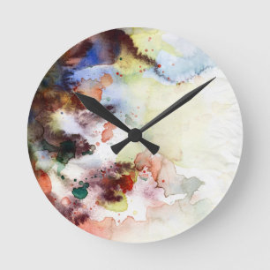 Abstract watercolor grunge texture with paint round clock