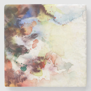 Abstract watercolor grunge texture with paint stone coaster