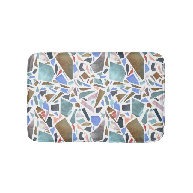 Abstract watercolor: hand-drawn white background. bath mat (Front)