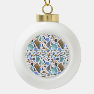 Abstract watercolor: hand-drawn white background. ceramic ball christmas ornament