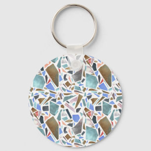 Abstract watercolor: hand-drawn white background. key ring